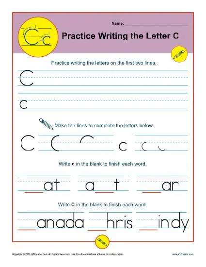 Handwriting Practice Activity - Letter C