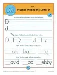 Handwriting Practice Sheet - Letter D