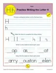 Handwriting Practice Sheet - Letter H