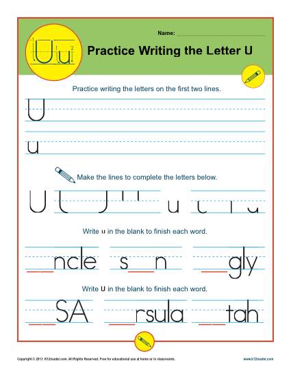 Letter U Worksheets | Printable Handwriting Worksheet