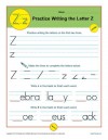 Handwriting Practice Activity - The Letter Z