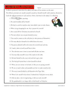 Reflexive Pronouns | Pronoun Worksheets