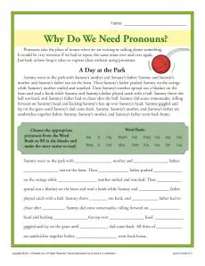 Printable Pronoun Activity - Why Do We Need Pronouns?