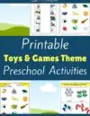 Toys and Games Themed Printable Activities for Preschool