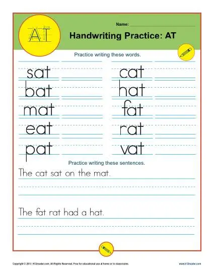 Handwriting Practice Worksheet - A, T