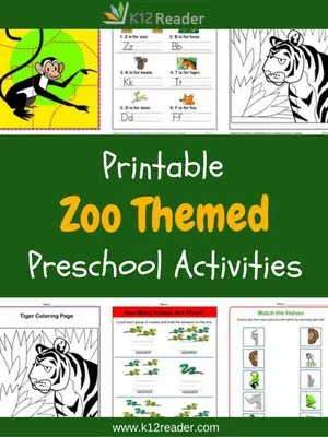 Zoo Themed Printable Activities for Preschool
