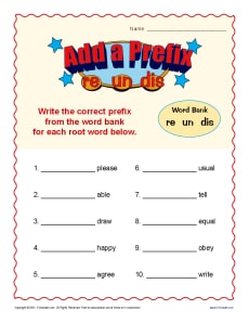 Add a Prefix | 2nd and 3rd Grade Prefix Worksheets