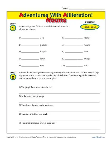 alliteration-and-nouns-figurative-language-worksheets