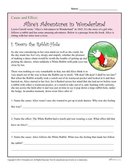 Alice's Adventure in Wonderland Comprehension Activity