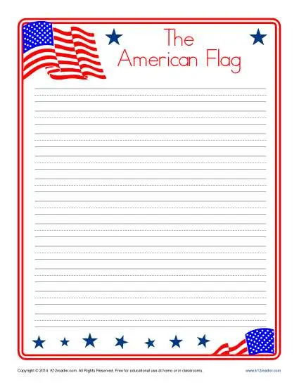 American Flag Writing Paper for Kids