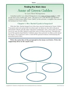 Main idea and Supporting Details - Anne of Green Gables