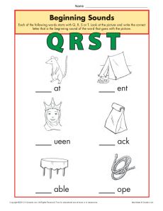 Beginning Sounds Worksheet Practice Activity - qrst