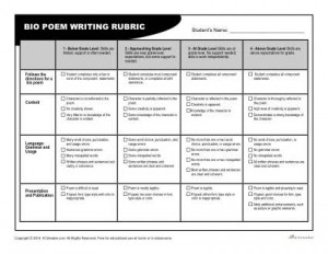 Bio Poem Rubric for Teachers