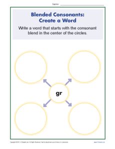 Blended Consonants Worksheet - Creating New Words with GR