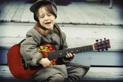 Boy playing guitar