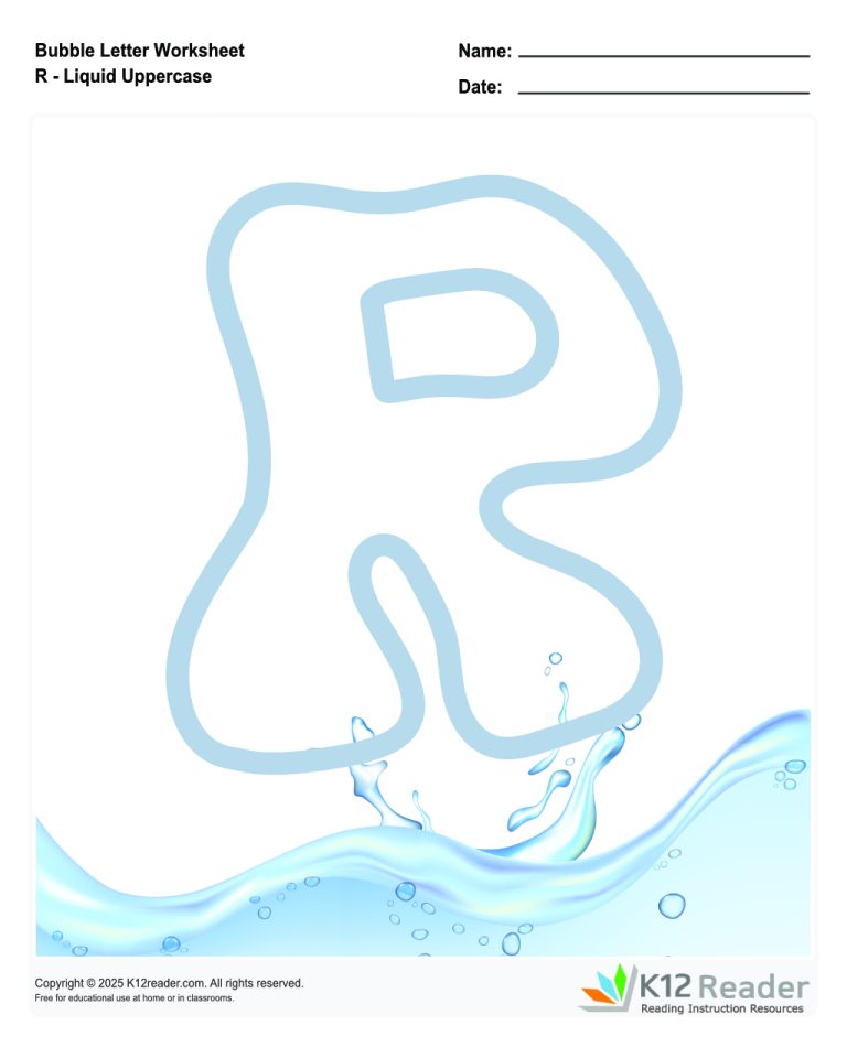 Bubble Letters Liquid Uppercase R - Reading Worksheets, Spelling ...