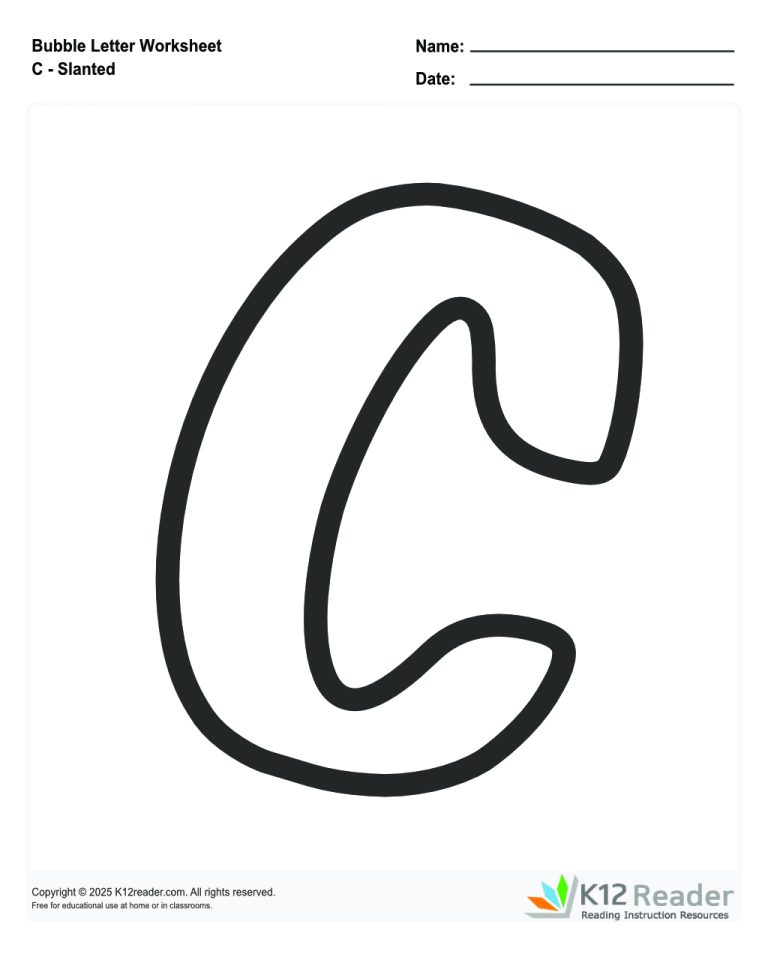 Slanted C Bubble Letters Slanted C - Reading Worksheets, Spelling, Grammar ...