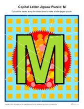 Capital Letter Jigsaw Puzzle: M | Printable Puzzle Worksheet
