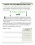 Free, Printable Character Traits Worksheet - The Adventures of Tom Sawyer