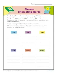 Choose Interesting Words Worksheet Practice Activity