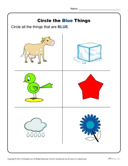 Circle the Blue Things | Preschool Color Worksheets