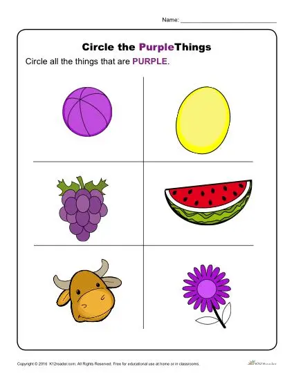 Circle the Purple Things | Preschool Color Worksheets