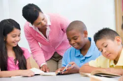 Students in class with their teacher