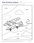 Color the Airplane | Printable Nouns Classroom Activity
