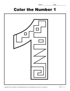 Color the Number 1 | Preschool Number Worksheet