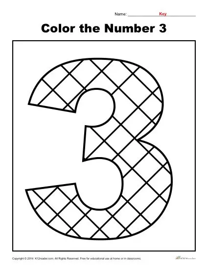 Color the Number 3 | Preschool Number Worksheet