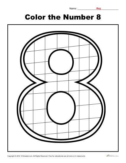 Color the Number 8 | Preschool Number Worksheet