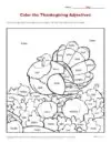 thanksgiving language arts worksheets middle school Color the Thanksgiving Adjectives Activity