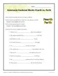 Fourth vs. Forth - Commonly Confused Words Practice Worksheet