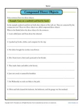 Compound Direct Object Worksheet | Parts of a Sentence Worksheets