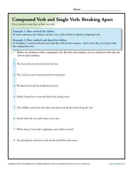 Compound Verb And Single Verb Breaking Apart