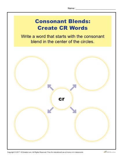 Consonant Blends Worksheet Activity - Create CR Words