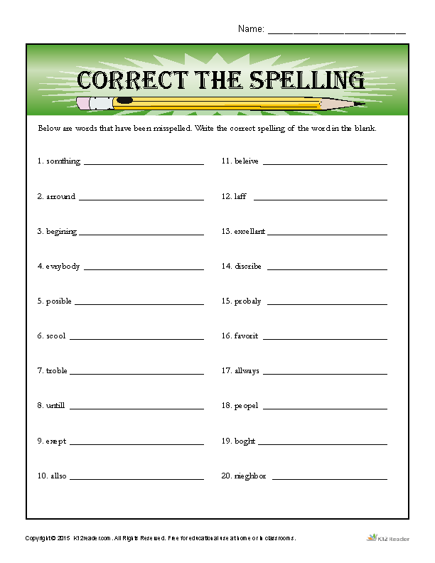 Grade 3 Circle Mistakes In The Sentence Worksheet