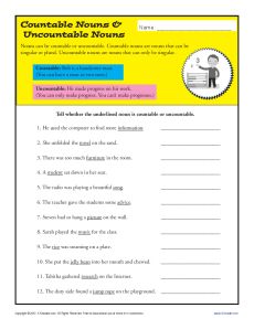 countable and uncountable nouns 2nd grade noun worksheet