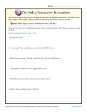 The Dash as Punctuation: Interruptions | Punctuation Worksheets