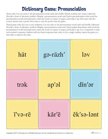 Printable Using the Dictionary Activity - Pronunciation