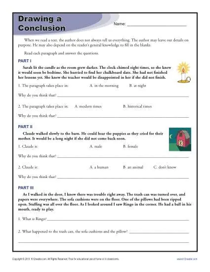 drawing conclusions worksheets for 4th grade