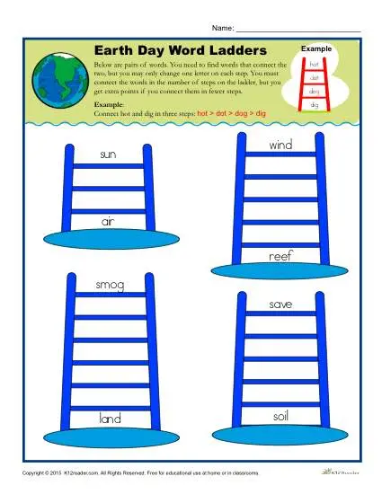 Earth Day Word Ladder Activity