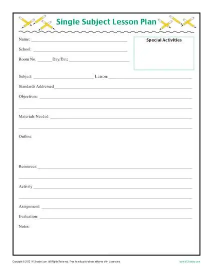 Editable Daily Lesson Plan Template from www.k12reader.com