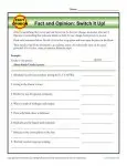 Fact and Opinion Worksheet Activity - Switch it Up!