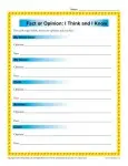 Fact and Opinion Worksheets - Think and Know Activity