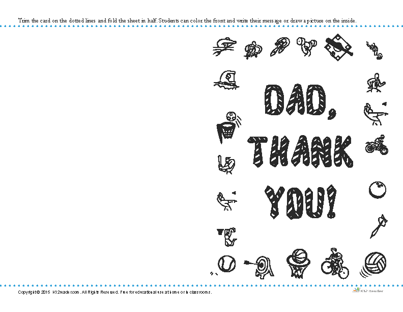 Printable Father's Day Thank You Card
