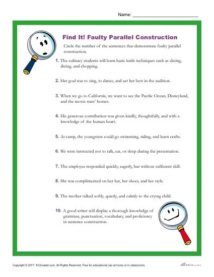 Which sentence has faulty parallel structure?