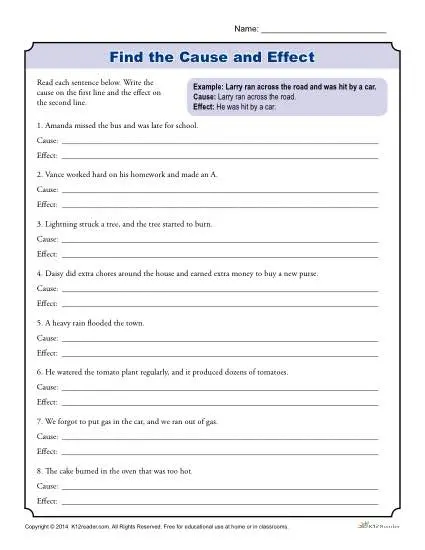 cause-and-effect-matching-worksheets