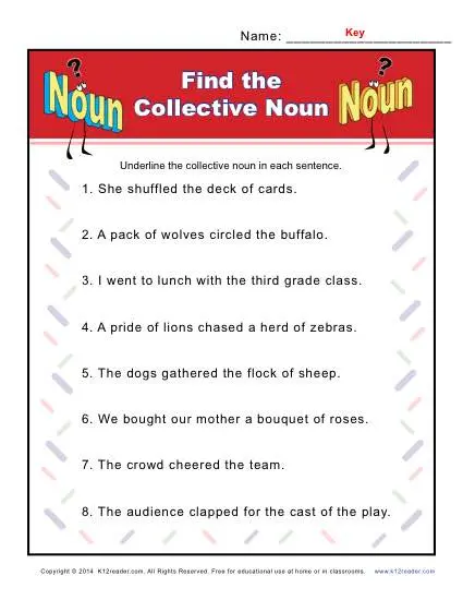 Collective Noun Worksheets | Find the Noun