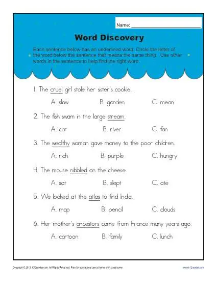 Context Clues Worksheets for 2nd Grade | Word Discovery